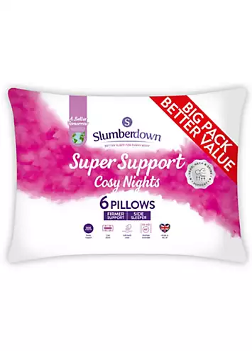 Slumberdown Super Support Cosy Nights Firm Support Pack of 6 Pillows | Kaleidoscope