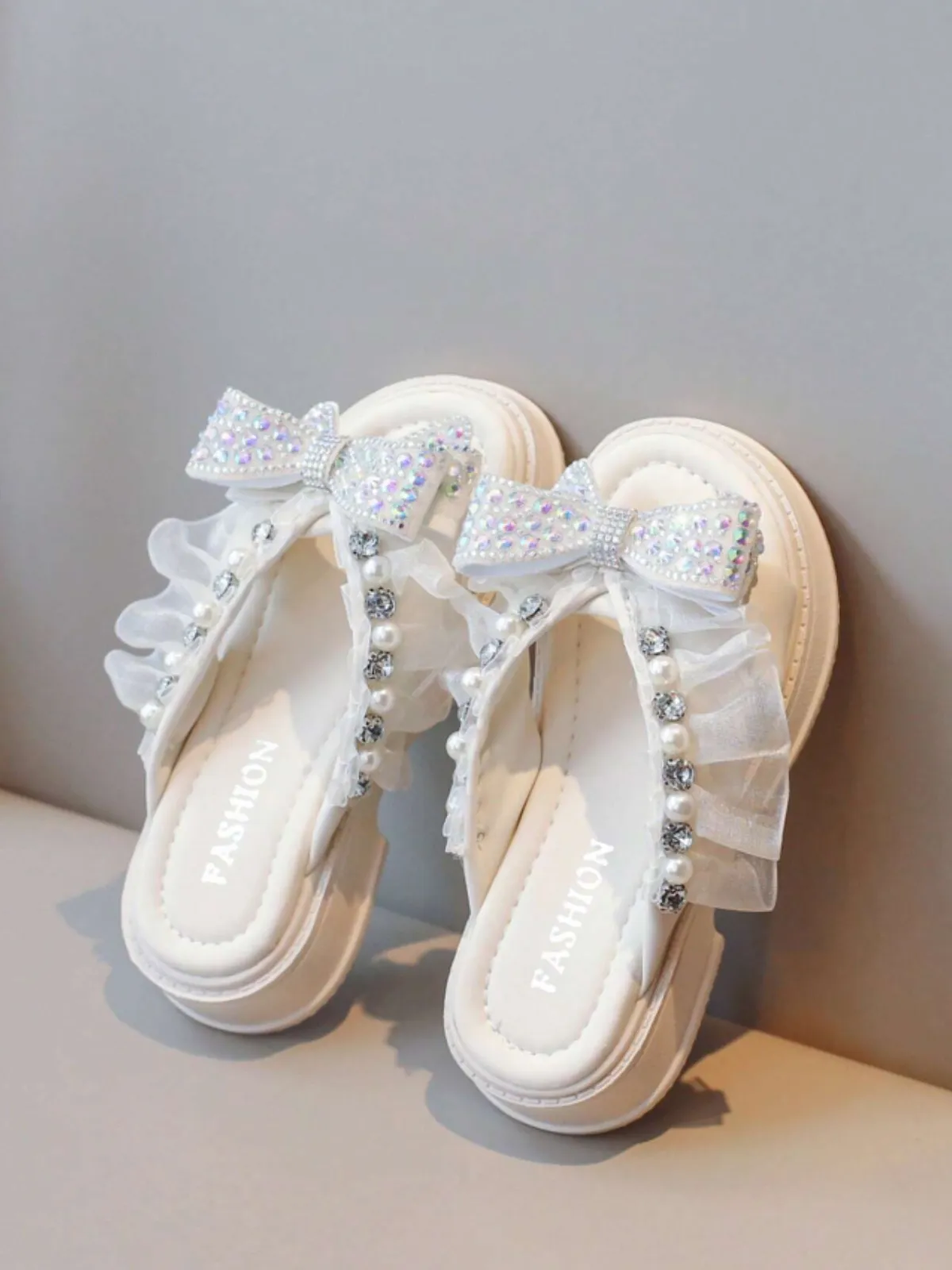 Sparkling Girls' Bow-Knot Sandals with Rhinestone Accents By Liv and Mia