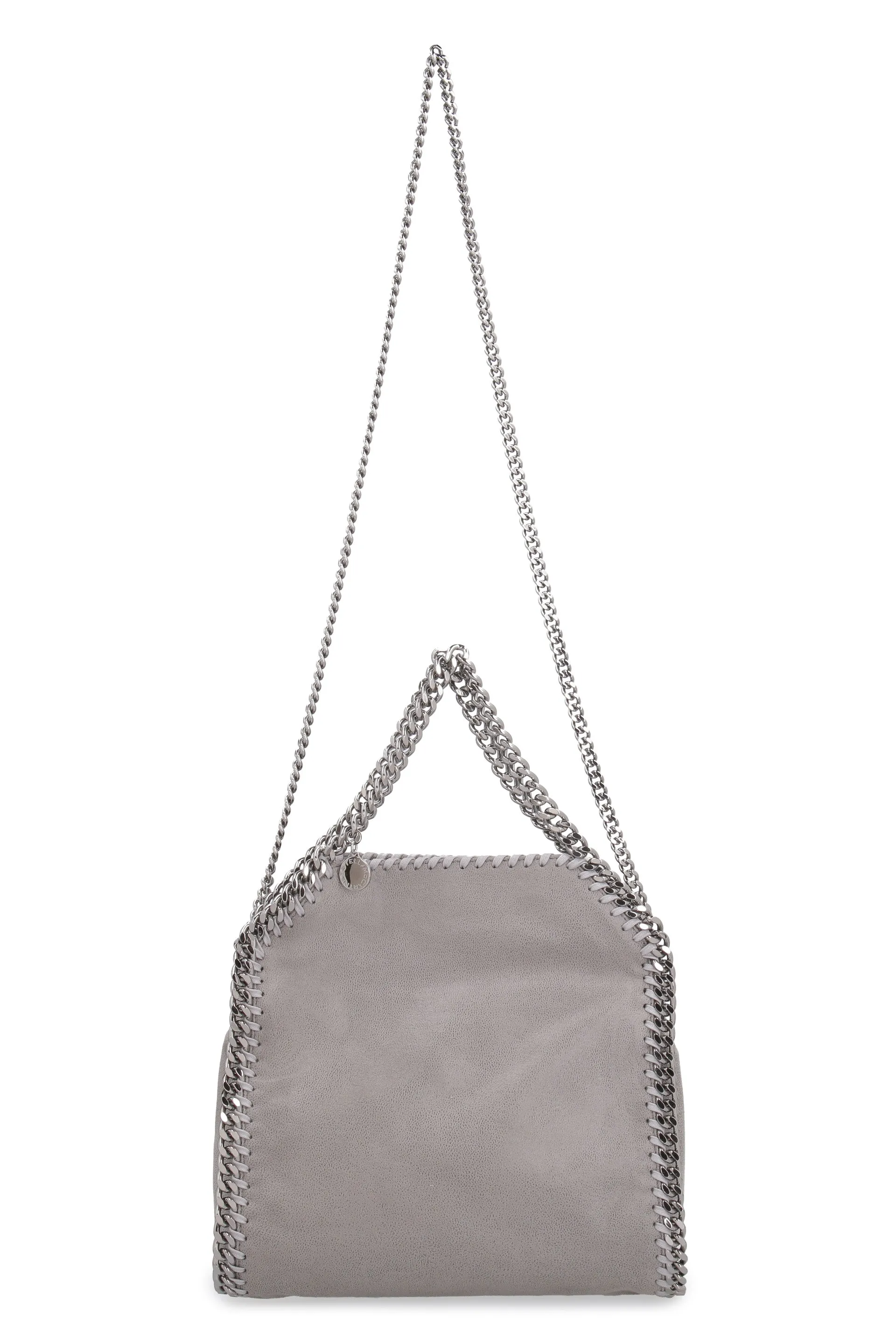 STELLA MCCARTNEY Mini Light Grey Eco-Leather Tote with Chunky Chain