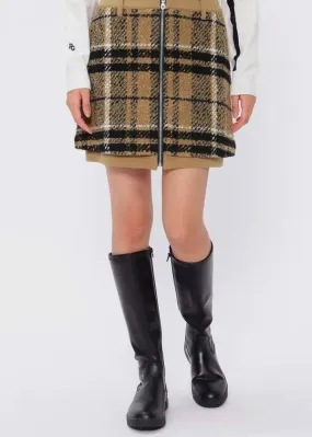 TEXBRID Knit Check Skirt - Beige