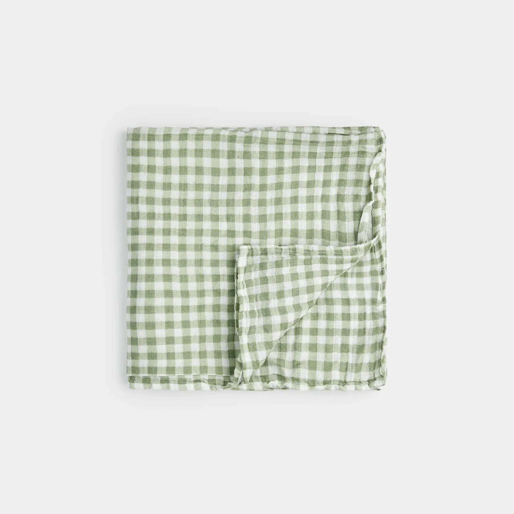 The Muslin Swaddle Blanket - Gingham Print Green