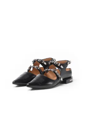 Toga Pulla Black Polido Pointed Flats