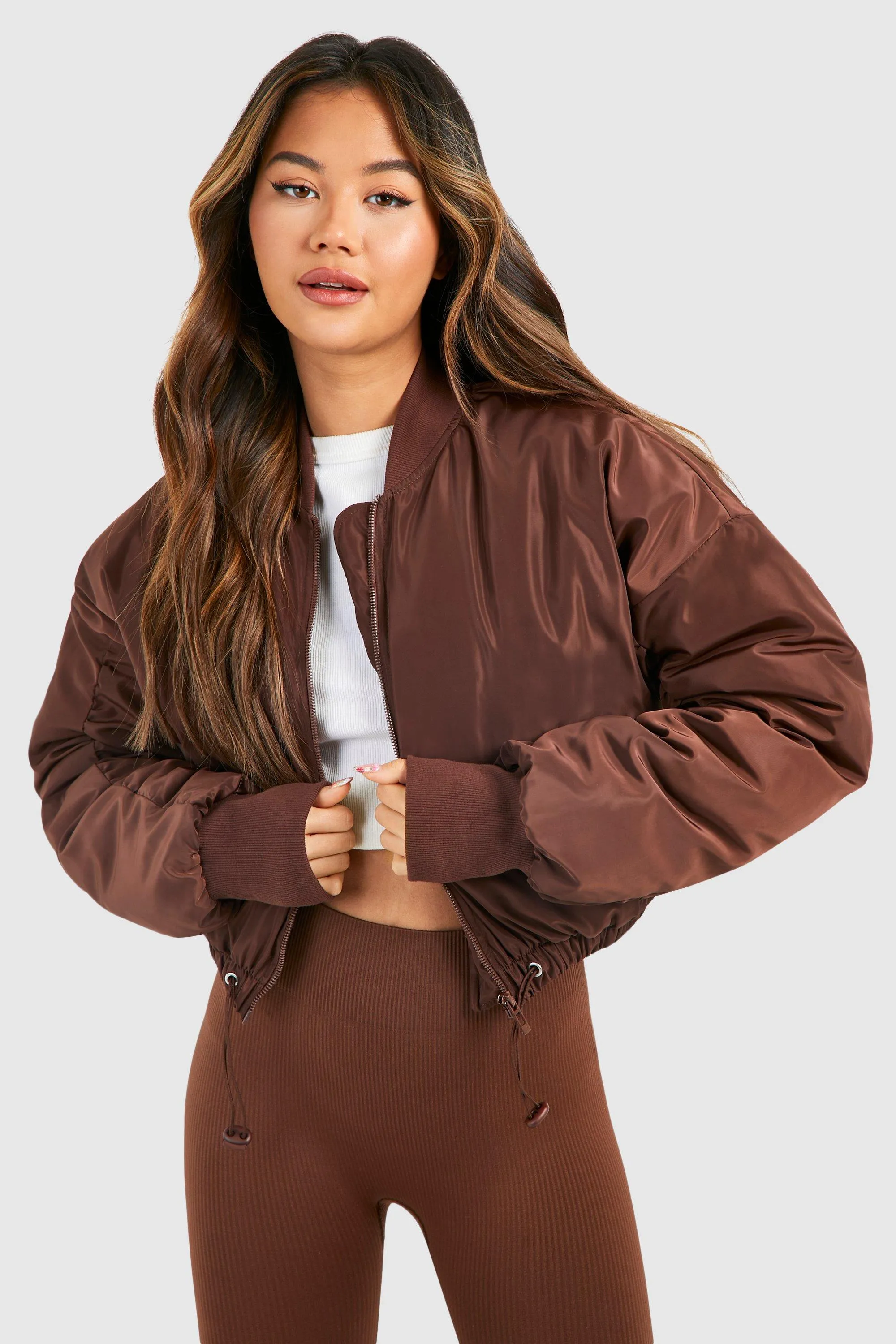 Toggle Detail Cropped Bomber Jacket