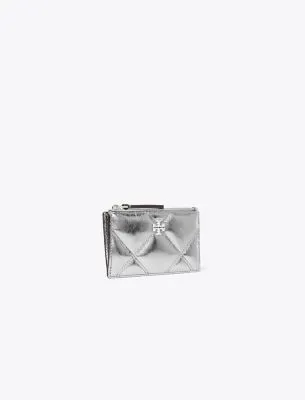 Tory Burch Kira Metallic Diamond Quilt Zip Card Case