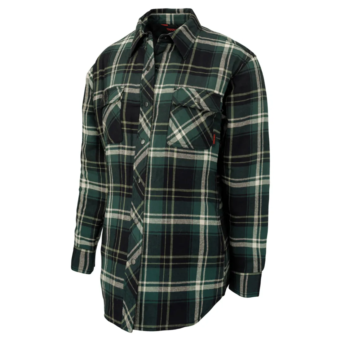 Tough Duck WS11 Women's Quilt-Lined Flannel Shirt - Black/Green Plaid