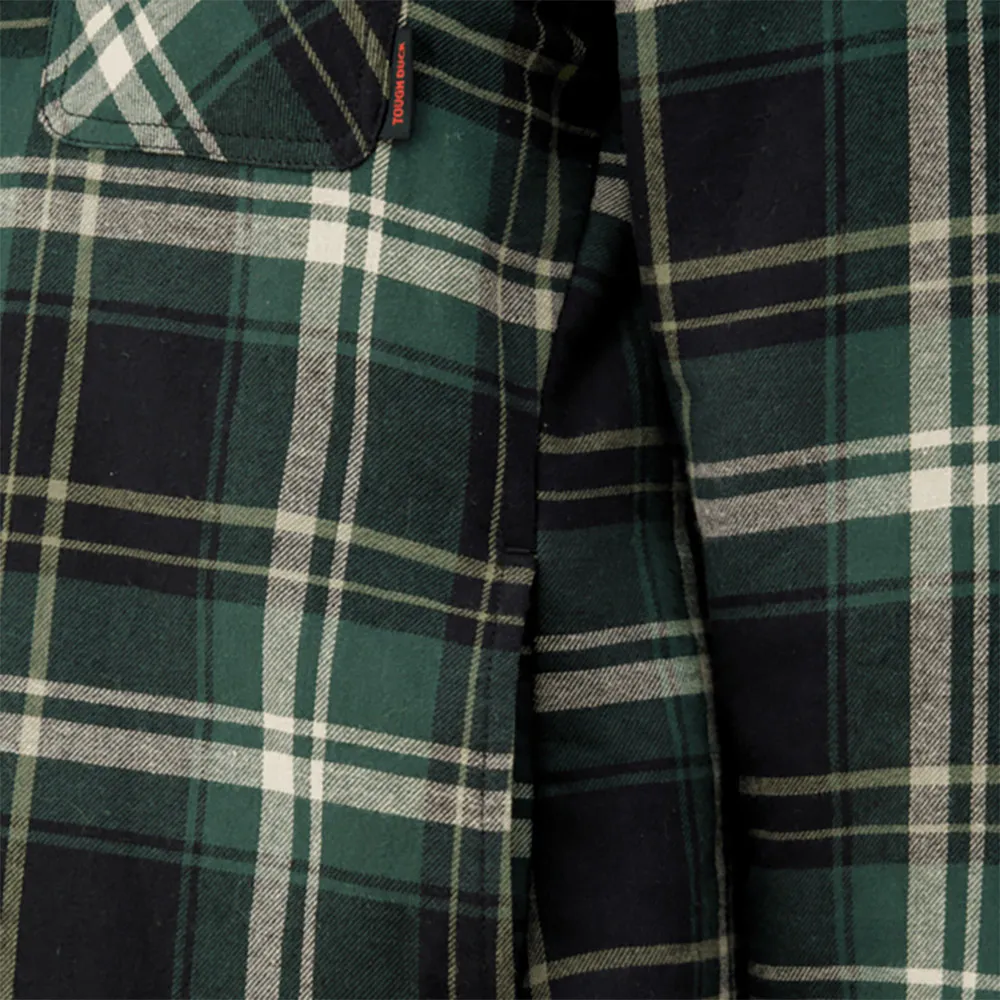 Tough Duck WS11 Women's Quilt-Lined Flannel Shirt - Black/Green Plaid