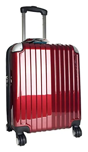 Trendy Flyer Carryon Travel Bag Rolling 4 Wheel Spinner Lightweight Luggage Case Red