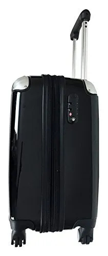 Trendy Flyer Carryon Travel Bag Rolling 4 Wheel Spinner Luggage Case Black