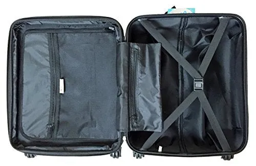 Trendy Flyer Carryon Travel Bag Rolling 4 Wheel Spinner Luggage Case Black