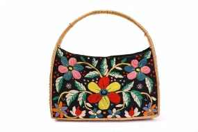 Vintage 70's Embroidered Basket Bag