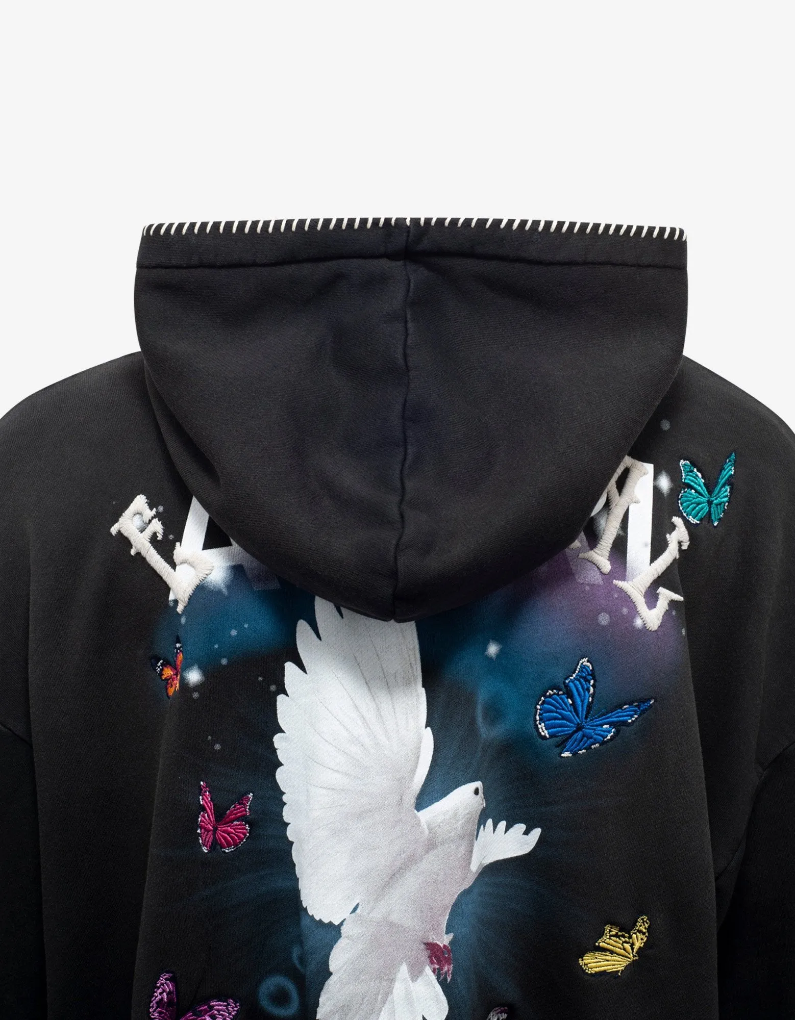 Washed Black Eternal Dove Oversized Hoodie -