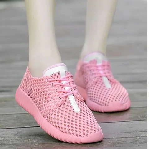 White Breathable Mesh Summer Running Sneaker Shoes for Women