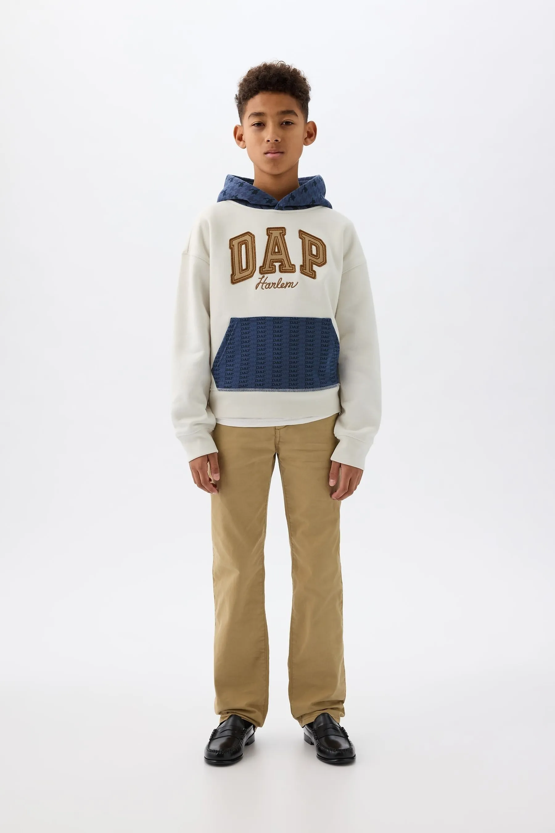 White Dapper Dan Kids Colourblock Logo Hoodie