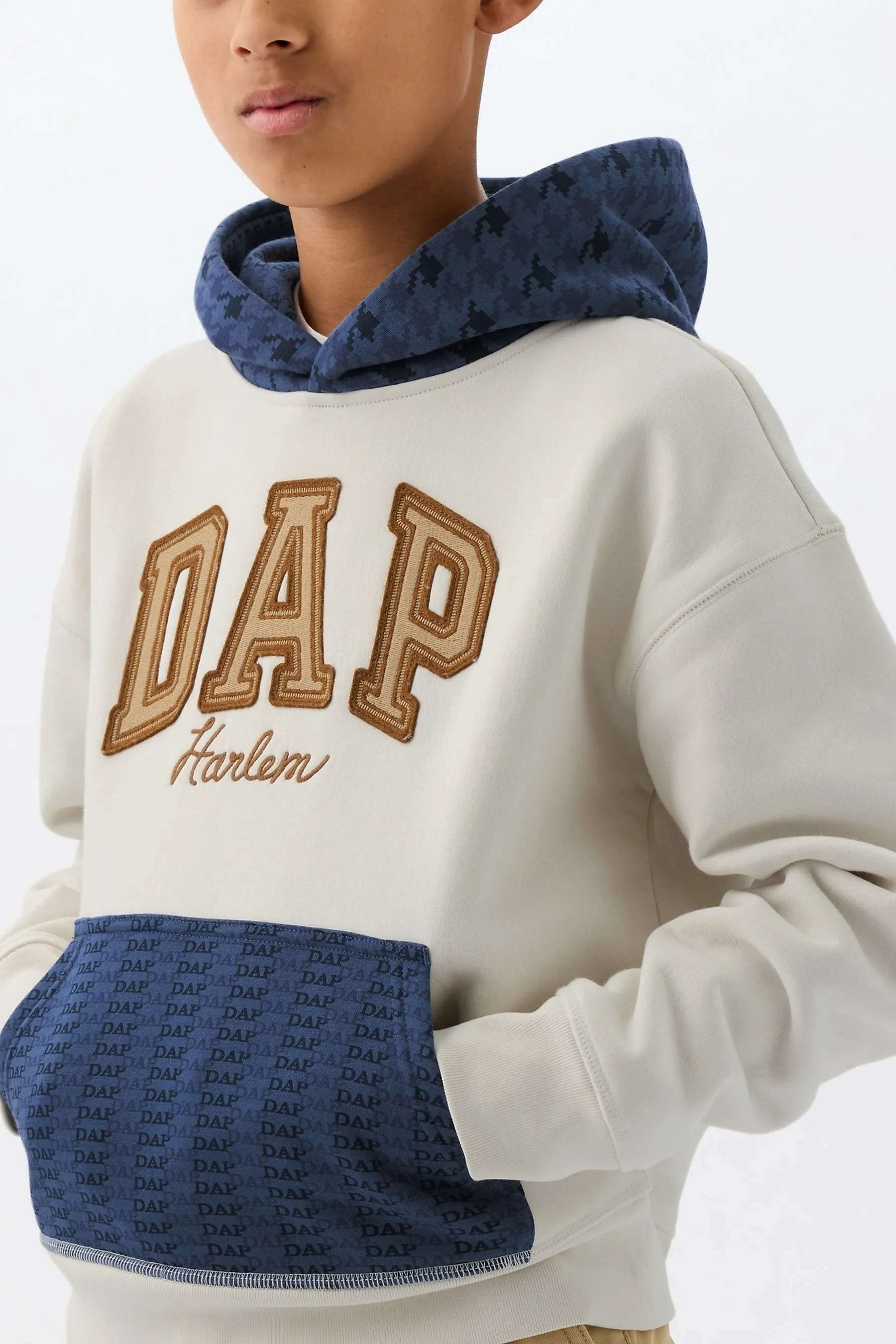 White Dapper Dan Kids Colourblock Logo Hoodie