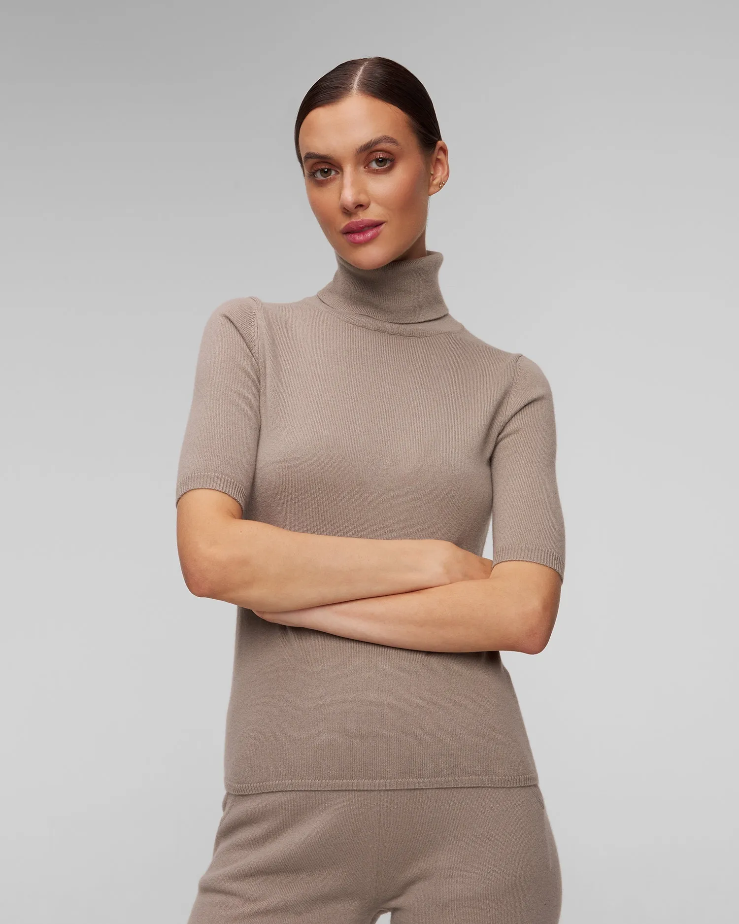 Women's brown cashmere turtleneck jumper Allude 11108-85