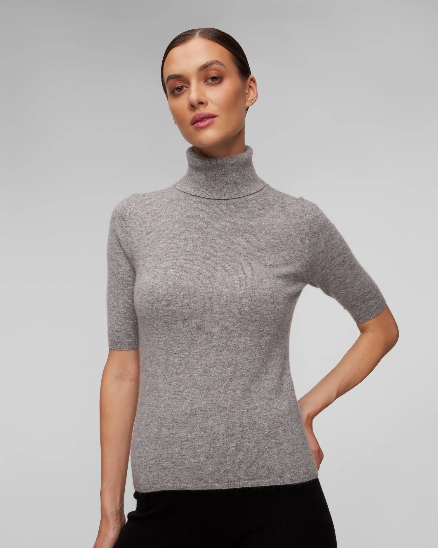 Women's grey cashmere turtleneck jumper Allude 11108-83