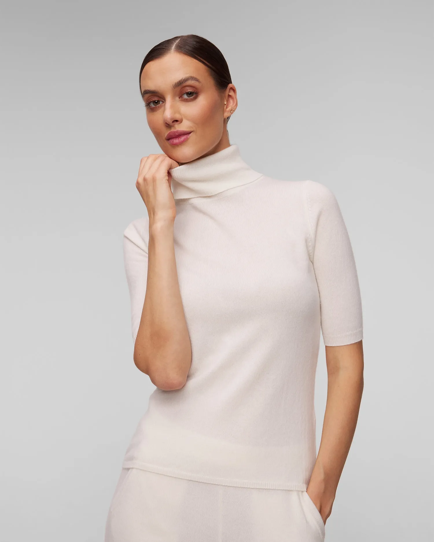 Women's white cashmere turtleneck jumper Allude 11108-40