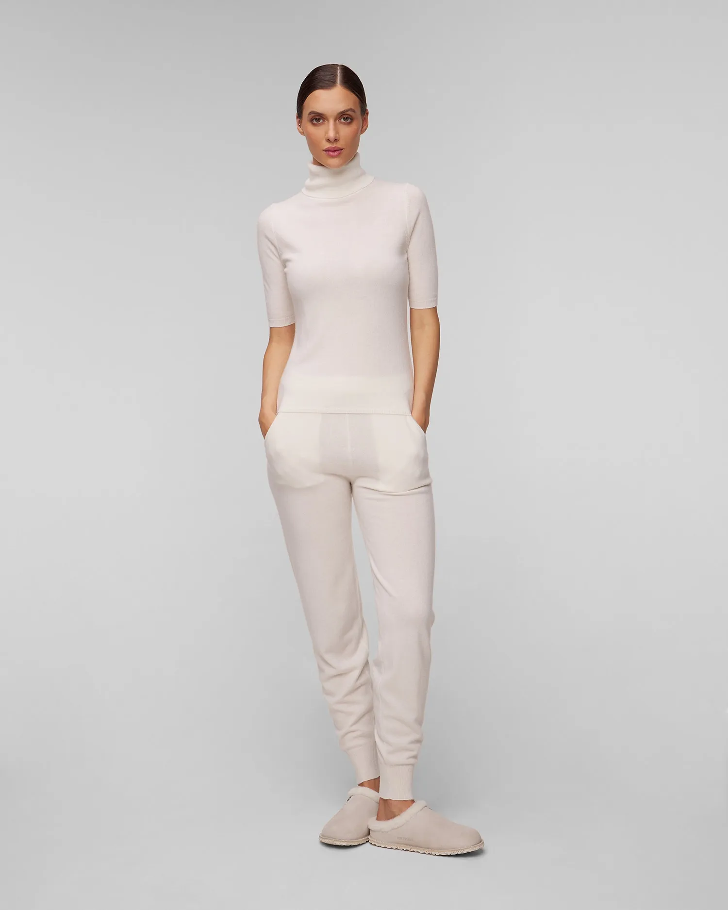 Women's white cashmere turtleneck jumper Allude 11108-40