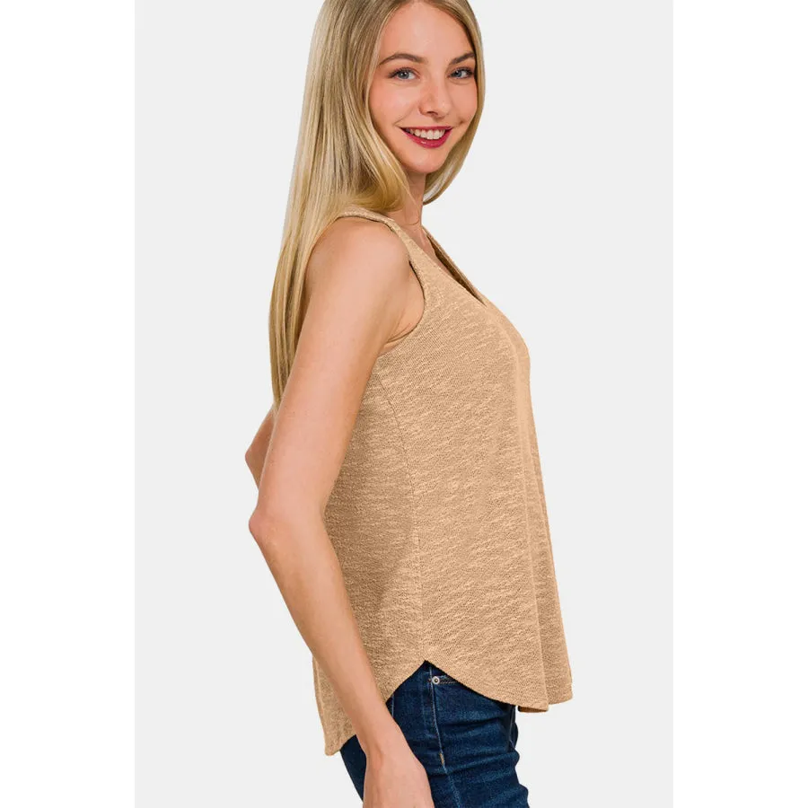 Zenana V-Neck Curved Hem Tank